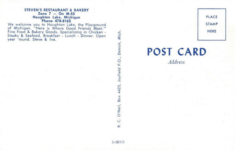 Stevens Restaurant & Bakery - Vintage Postcard (newer photo)